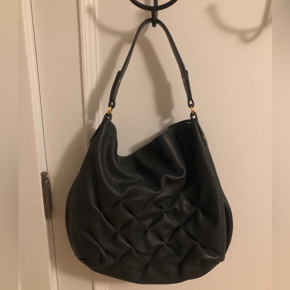 Smythson of Bond Street gray leather quilted handbag